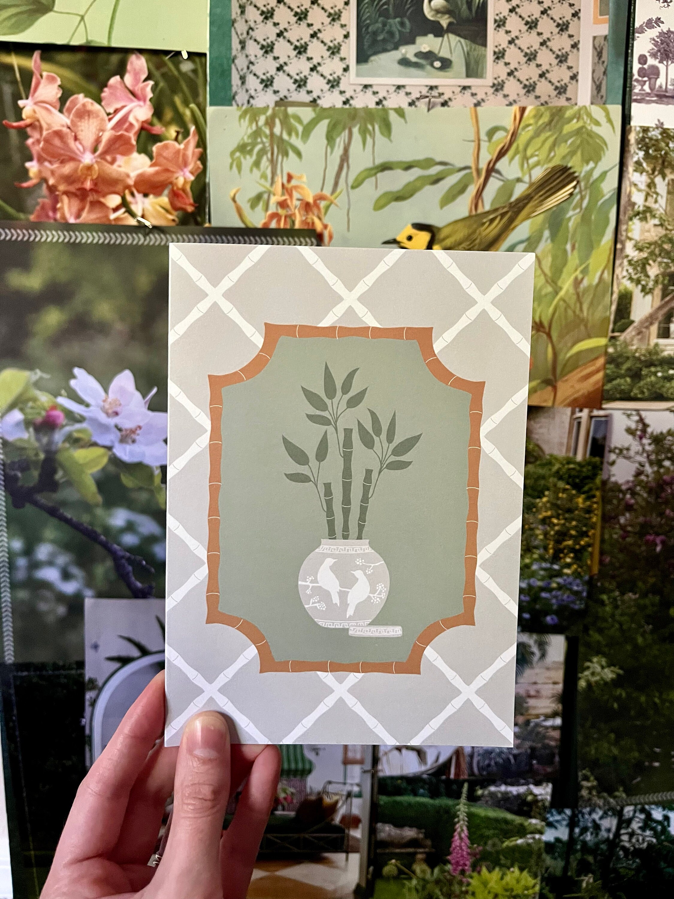Set of 8 Folded Cards Chinoiserie Floral Series With Lily of the Valley ...