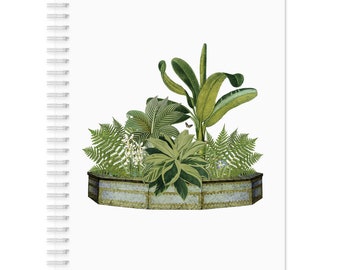 Lined Spiral Journal | Vintage Botanical Planter Garden Design