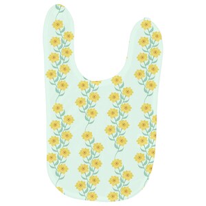 Baby Bib | Daffodil Illustration Design In Mint Green and Yellow