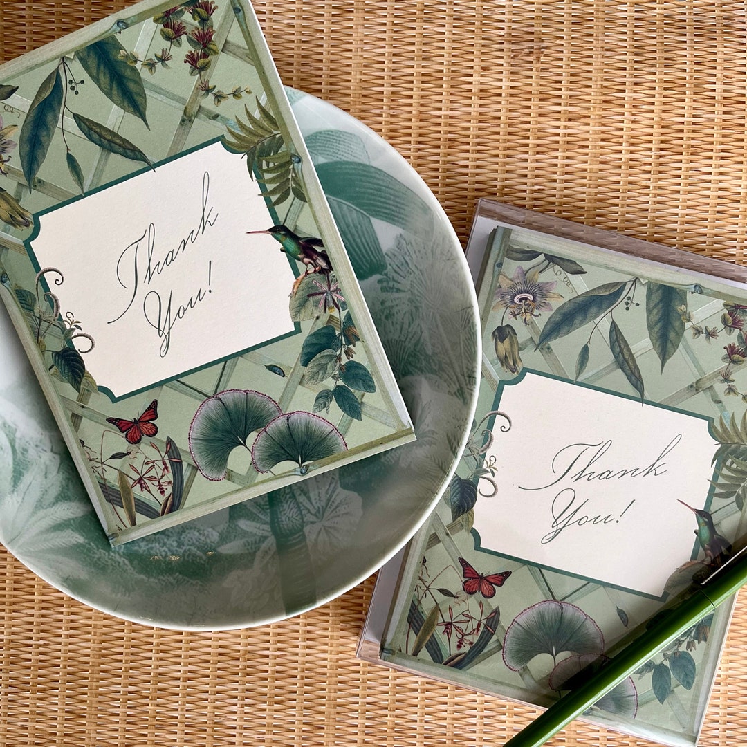 Set of 6 Thank You Note Folded Cards & Envelopes – Vintage Botanical ...