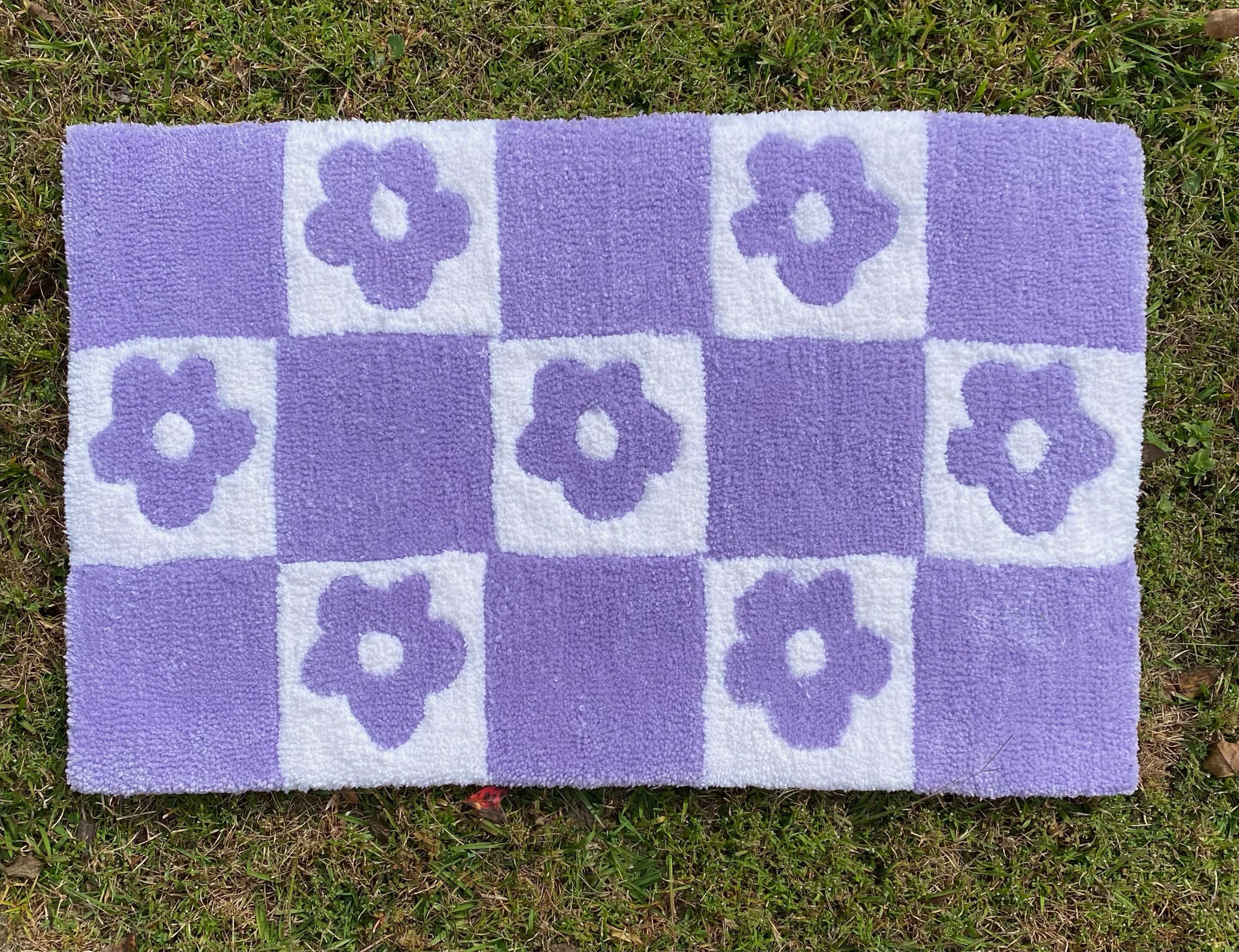 Handmade Tufted Checkered Flower Rug Tufted Rug Home Décor Aesthetic ...