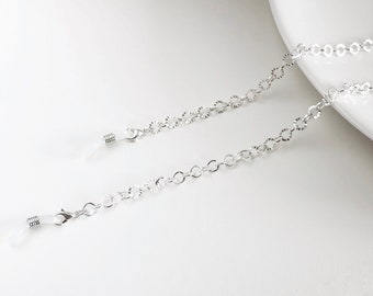 Geometric Silver Glasses Chain, Elegant Metal Eyewear Chain Holder for Women, Stylish Spectacles Strap Jewellery Accessory Gift for Her