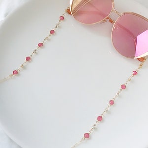 Dainty Pink glasses chain, Delicate sunglasses chain, Travel essential, gift for mother, Valentines Gift for her, Lanyard