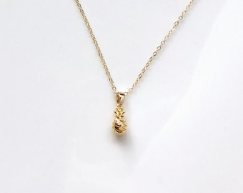 Cute Gold plated Dainty MINI Pineapple Necklace, Cute adjustable delicate women necklace, Wedding Necklace, gift for her