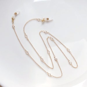 Dainty Clear Zirconia glasses chain, Delicate sunglasses chain, Travel essential, gift for mother, Valentines Gift for her, Lanyard