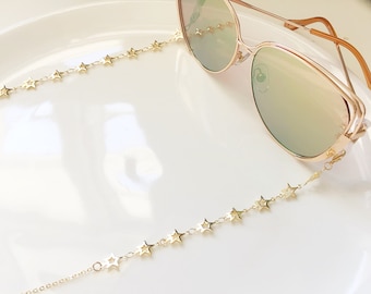 Dainty hollow out star glasses chain, Delicate sunglasses chain, Travel essential, gift for mother, Valentines Gift for her, Lanyard