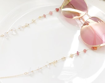 Dainty colourful quartz glasses chain, Delicate sunglasses chain, Travel essential, gift for mother, Valentines Gift for her, Lanyard
