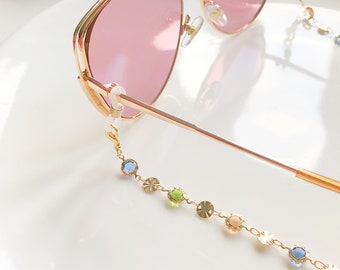 Dainty colourful glasses chain, Delicate sunglasses chain, Travel essential, gift for mother, Valentines Gift for her, Lanyard