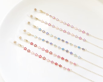 Dainty colourful flowers glasses chain, Delicate sunglasses chain, Travel essential, gift for mother, Valentines Gift for her, Lanyard