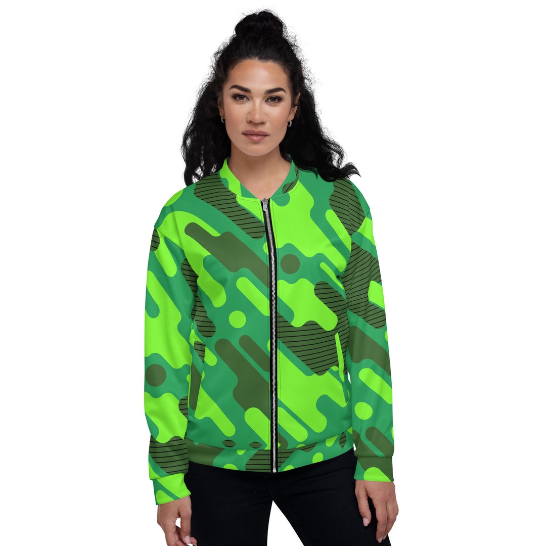 Neon Streetwear Neon Green Jacket Unisex Bomber Jacket Camo Etsy