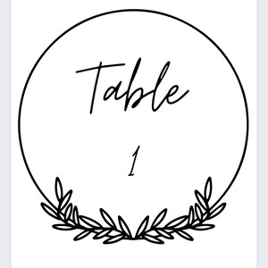 Table Numbers with Circle Boarder