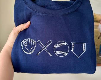 Custom made to order comfort colors embroidered baseball sweatshirt crewneck, baseball mom shirt