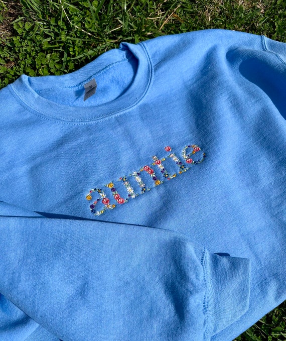 Floral Embroidered Auntie Sweatshirt, Custom Aunt Sister Gift