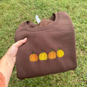 Made to Order embroidered pumpkin fall autumn crewneck sweatshirt, cozy fall sweatshirt, cute pumpkin shirt