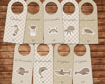 Cute PINK Sea Animals Closet Dividers, Baby Clothes Divider, Printable Nursery Organizer ...