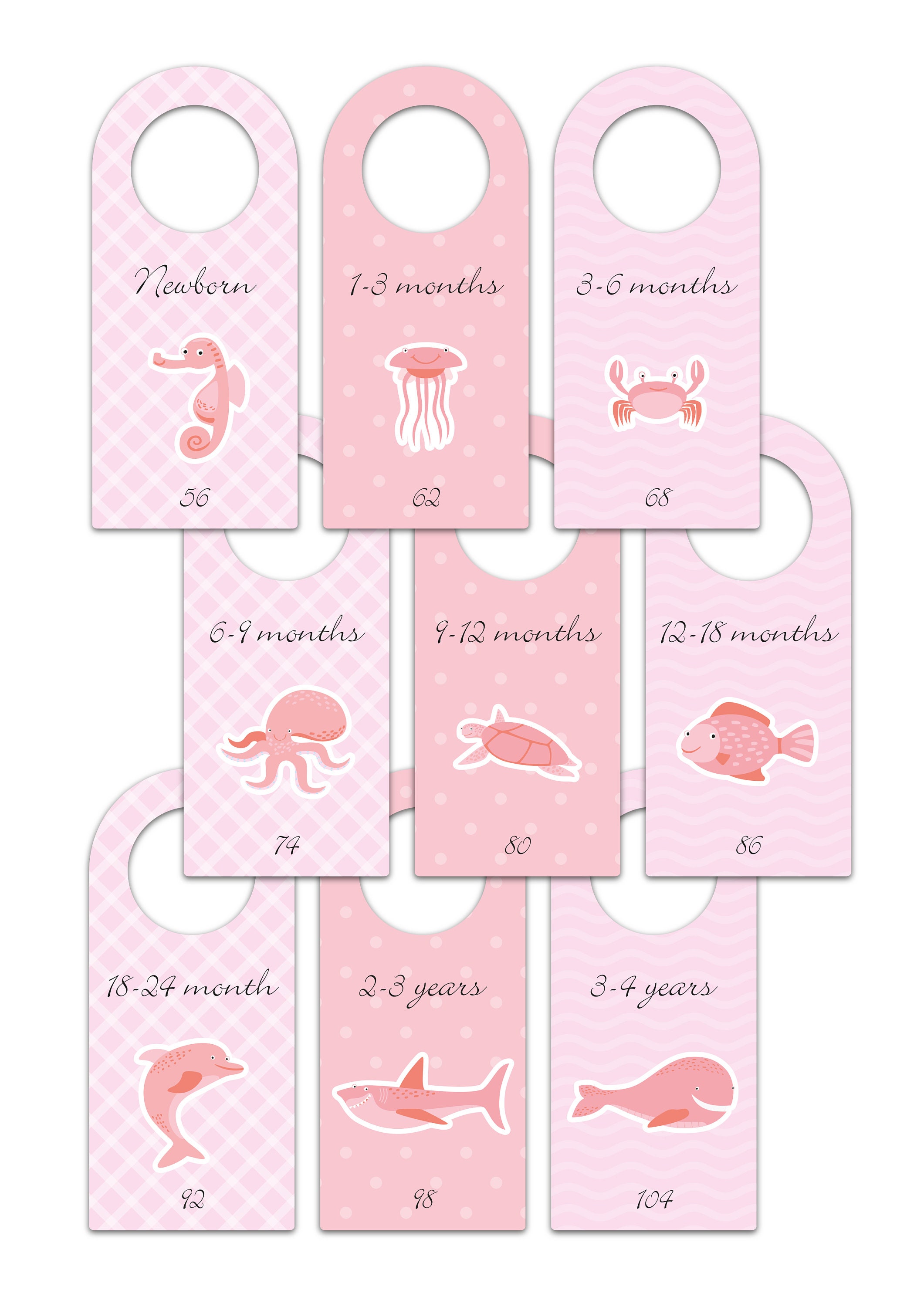 Cute PINK Sea Animals Closet Dividers, Baby Clothes Divider, Printable ...