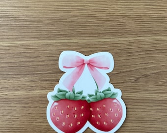 Coquette Strawberries//Vinyl Sticker//Waterproof sticker//
