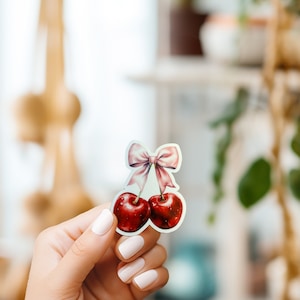 Coquette Cherries//Vinyl Sticker//Waterproof sticker//