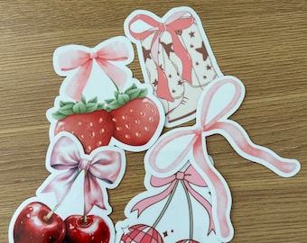 Coquette Bows 5 Sticker Bundle//Vinyl Sticker//Waterproof sticker//
