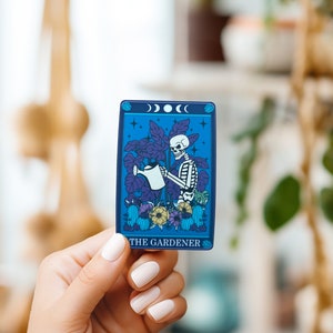 Le jardinier //Sticker carte de tarot squelette//Sticker vinyle//