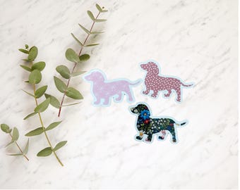 Patterned Dachshund  Sticker//Vinyl Sticker//Set of 3