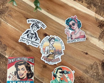 Retro Sarcasm 5 Sticker Bundle//Vinyl Sticker//