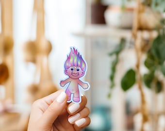 Troll Doll Sticker//Vinyl Sticker//Waterproof sticker//90's Sticker