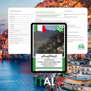 Itinerary for Amalfi Coast incl. Campania & Basilicata // Digital Download (GERMAN)