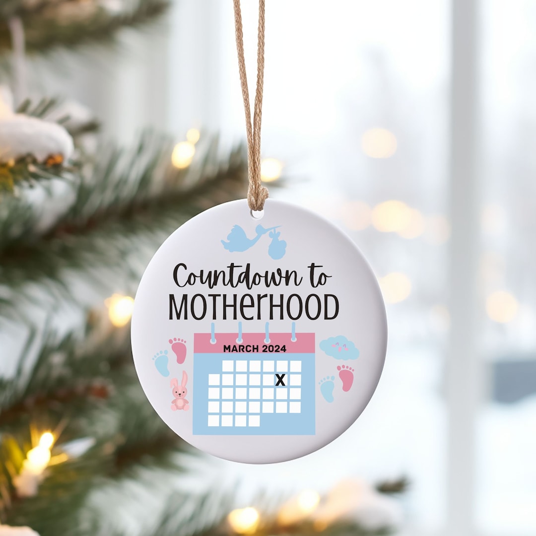 Countdown to Motherhood Christmas Ornament, Baby Announcement Ornament