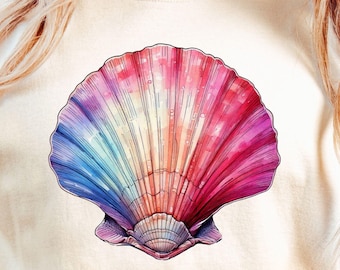 Clipart aquarel zeeschelp: tropisch strandontwerp (digitale png-download)