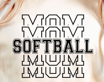 Softball Mom SVG PNG, Softball Svg, Softball Mom Varsity Svg, Stacked, Softball Mom Shirt Svg, Softball Shirt Svg, Sports Mom, Game Day Svg