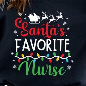 Noël infirmière SVG, Svg infirmière préférée du père Noël, joyeux infirmière Svg, infirmière chemise Svg, drôle Noël chemise Svg, infirmière Svg, infirmière Noël Svg