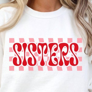 Karierte Schwestern SVG-PNG, Schwester Sweatshirt, Schwester Shirt, Retro Schwestern Shirt, große Schwester, kleine Schwester, Schwesternschaft, Geschwister, Schwester Crew