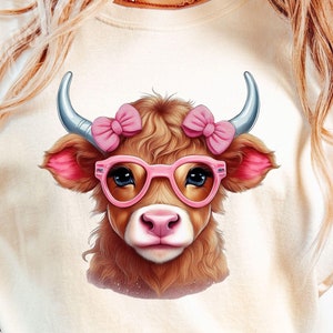 Coquette Highland Cow PNG, Pink Bow Png, Highland Cow Png, Heifer Png, Western Sublimation Design, Farm Png, Aesthetic, T-Shirt Design