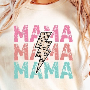 Mama Blitzschlag PNG, Mama Png, Mama Shirt Png, Retro Mama Png, Muttertag Png, Mama Sublimationsdesign, Mama Leben Png, Leopard Bolt