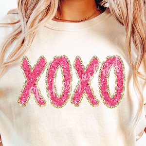 Design a sublimazione con glitter finti scintillanti Xoxo Valentine, Xoxo Png, Valentine Png, Design maglietta di San Valentino, San Valentino Png, Valentine Png