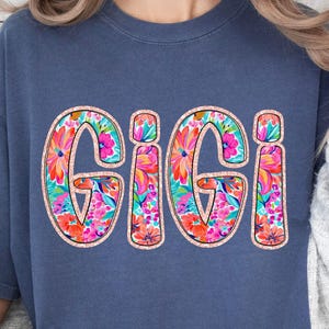 Retro Floral Gigi PNG: Glitter Design (Digital Download)