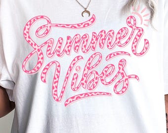 Summer Vibes PNG, Leopard Summer Sublimation Design, Summer Shirt Png, Beach Png, Summer Png, Girly Beach Tee Retro Leopard Shirt Design