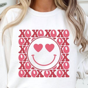 Saint-Valentin SVG, Svg XOXO, amour visage heureux, Svg chemise Saint-Valentin, amour Svg, Xoxo sourire Svg, coeur oeil sourire Svg, Svg de la Saint-Valentin
