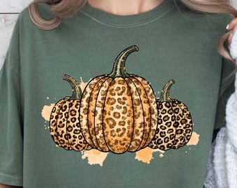 Leopard Fall Pumpkin PNG: Glitter Pumpkin Png, Fall Shirt Design, Hello Pumpkin, Pumpkin Season Png, Fall, Thanksgiving, Autumn Vibes Png