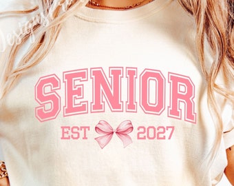 Coquette Senior 2027 PNG: Pink Bow Graduation Design (Digital Download)