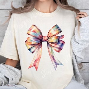 Coquette Rainbow Bow PNG, Watercolor Bow Png, Iridescent Bow Png, Colorful Bow Png, Coquette Bow Png, Soft Girl Aesthetic Png, Bow Png