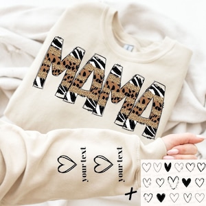 Leopard Mama PNG, Mama Personalizada, Mama com Nomes de Crianças, Mama Shirt Png, Sleeve Shirt Png, Mama Leopard, Dia das Mães Png, Mama Sublimation