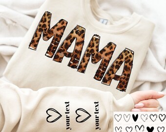 Mamá Leopardo PNG, Mamá Personalizada, Nombres de Niños, Camiseta de Mamá Png, Camiseta de Manga Png, Mamá Leopardo Png, Día de la Madre Png, Mamá San Valentín Png