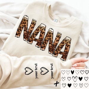Nana Leopard PNG, Leopard Print Nana Design, Nana Leopard com nomes de crianças, design de manga personalizada, Leopard Nana Png, Nana Sublimation