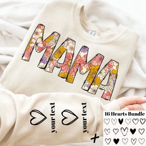 Floral Mama PNG, Mama Personalizada, Nomes de Crianças, Camiseta Mama Png, Camiseta Manga Png, Flor Mama Png, Dia das Mães Png, Design de Sublimação Mama