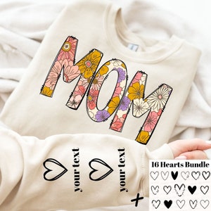 Mãe Floral PNG, Camiseta Mãe Png, Mãe Personalizada com Nomes de Crianças, Mãe Boho Flor Png, Desenhos de Mãe, Dia das Mães Png, Mãe Retro Floral Png