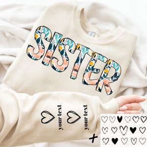Schwester PNG, Blumen Schwester Png, Schwester Shirt Png, Schwester Blume Png, Sublimation, Schwester Herz Png, Schwestern Png, Geschenk für Schwester, Geschwister Png