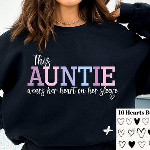 Esta Tia Usa Seu Coração Na Manga SVG, Tia Svg, Nomes De Crianças, Camiseta Da Tia Svg, Melhor Tia De Todos Os Tempos Svg, Dia Dos Namorados Svg, Dia Das Mães Svg