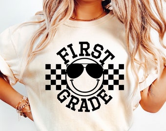 First Grade SVG, 1st Grade Svg, Back To School Svg, Teacher Svg, Hello First Grade, First Day of School Svg, Checkered, 1st Grade Shirt Svg